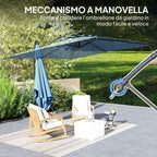 Outsunny 3x3.25m 360° Adjustable Off-Center Garden Umbrella, Light Blue