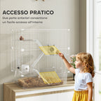 Multi-Level Rodent Cage with Accessories Included, Made of Steel, PET and PS, 73x47x80 cm, White