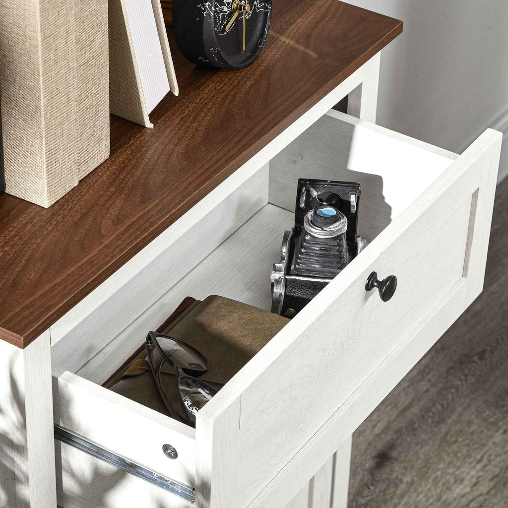 HOMCOM Rustic Style Kitchen Sideboard with Drawer and Adjustable Shelf, White