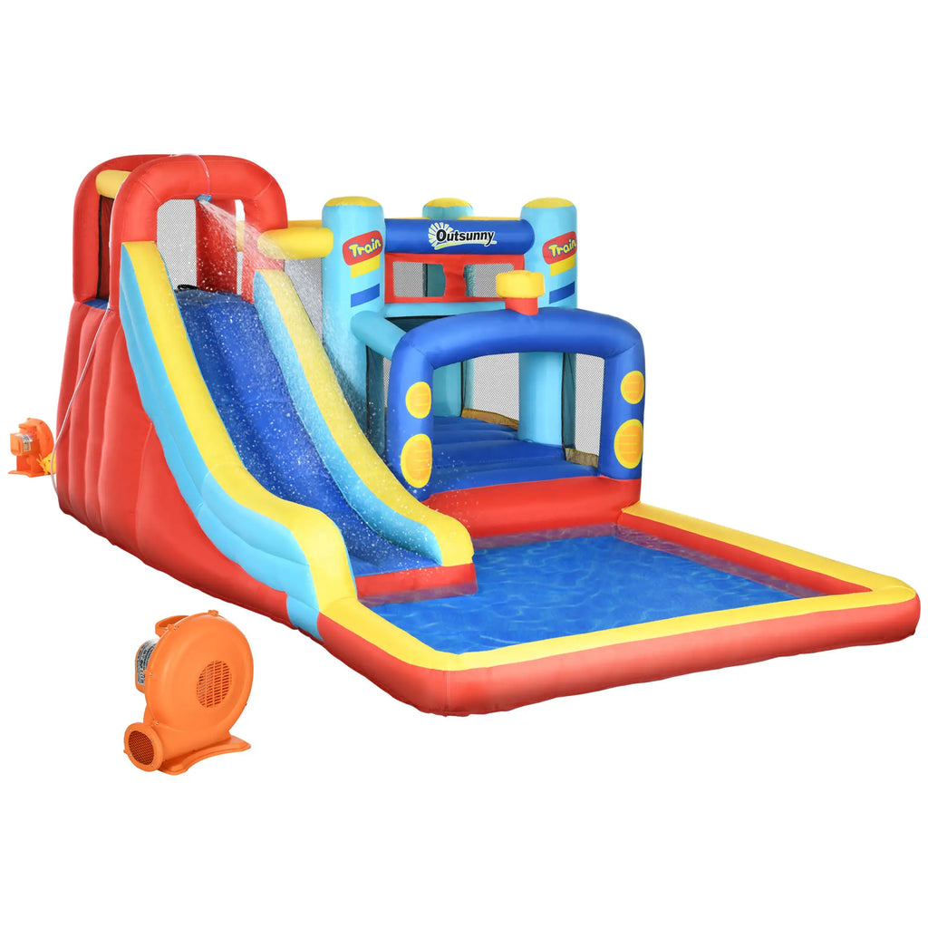 Inflatable Castle for Children 3-8 Years with Trampoline, Slide and Pool, 435x245x200cm - Borge' Group Limited