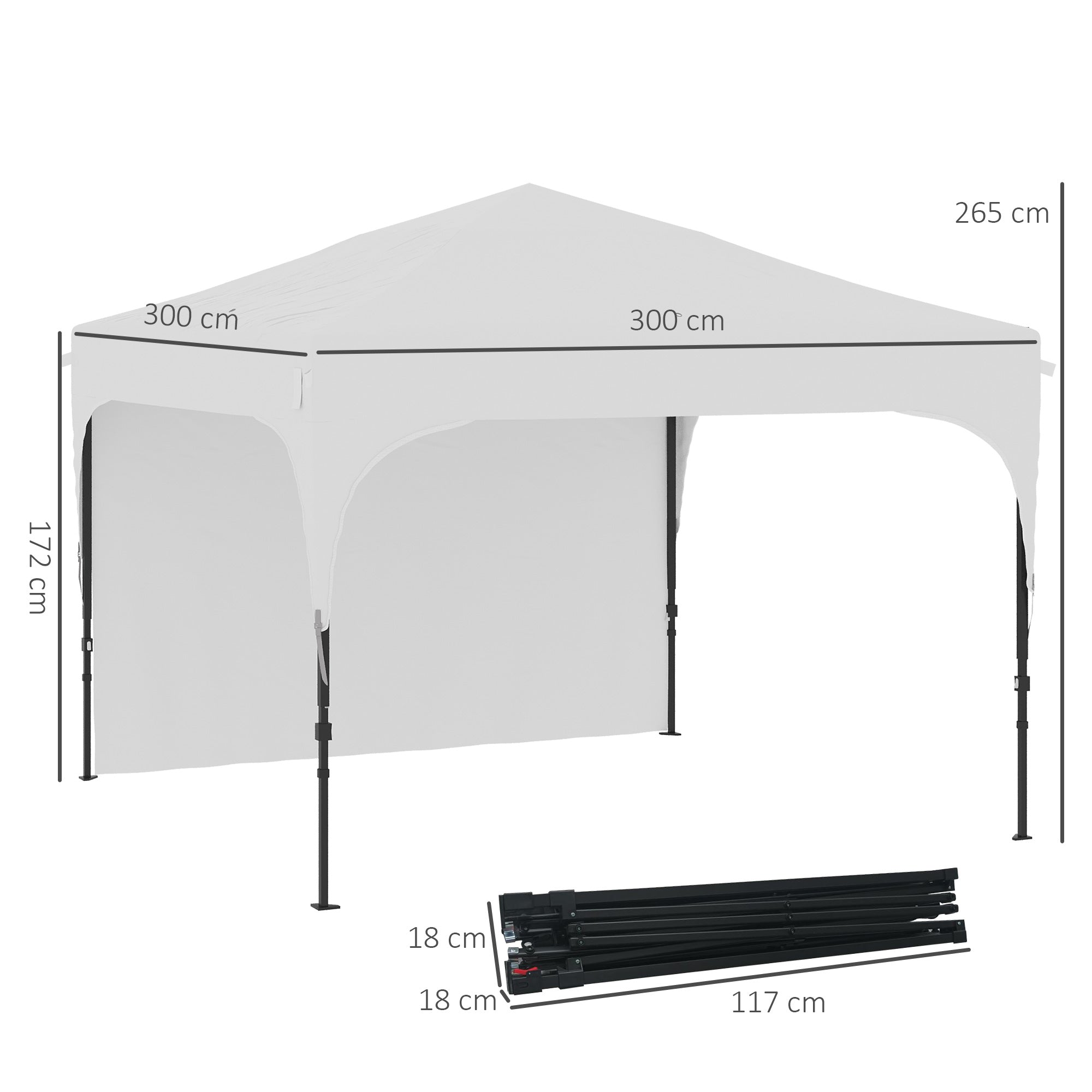 Outsunny Garden Gazebo 3x3 m at height adjustable on 3 levels, in polyester and steel, white - Borgè