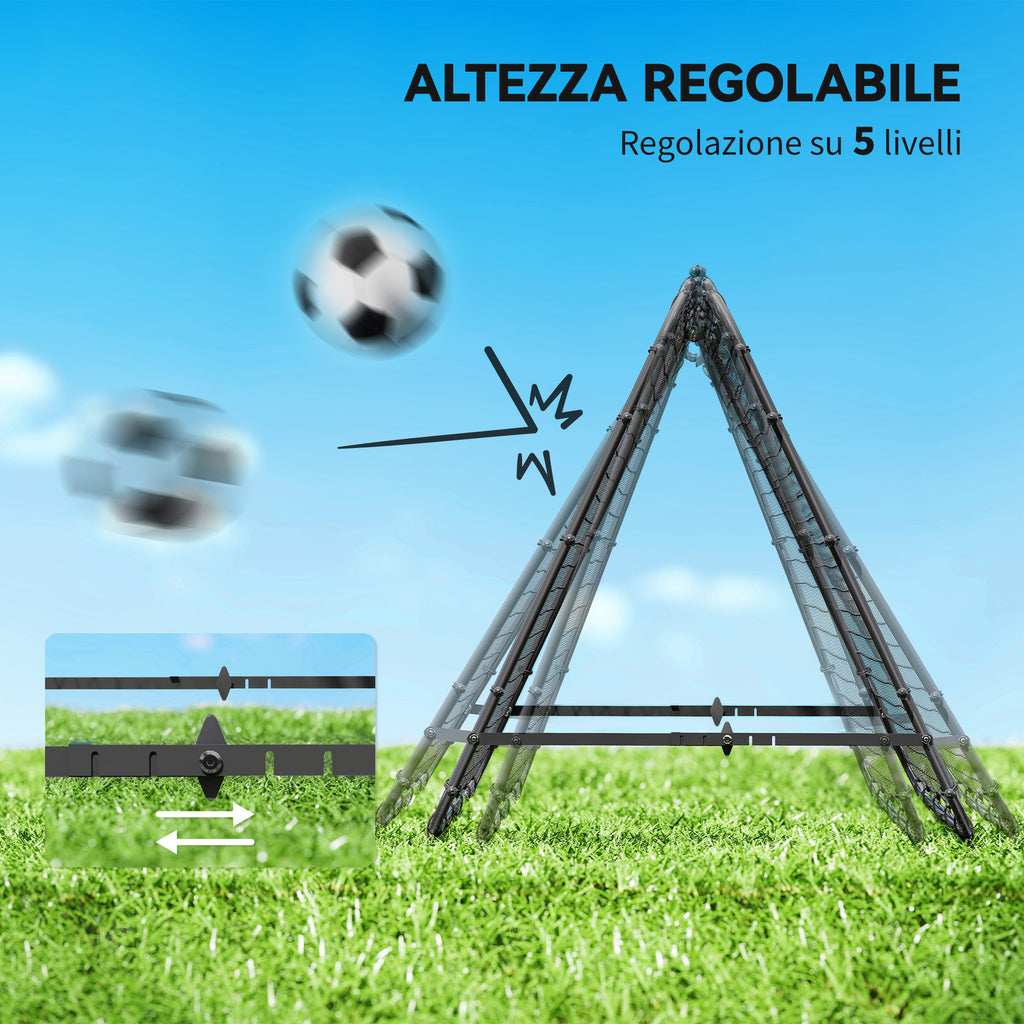 Foldable Soccer Rebounder Net with Adjustable Angle and Pegs, Made of PE and Metal, 100x95x90 cm, Black