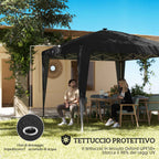 Outsunny 3x3 m Folding Gazebo with Adjustable Height, Central Light and Remote Control, Metal and Polyester, Black
