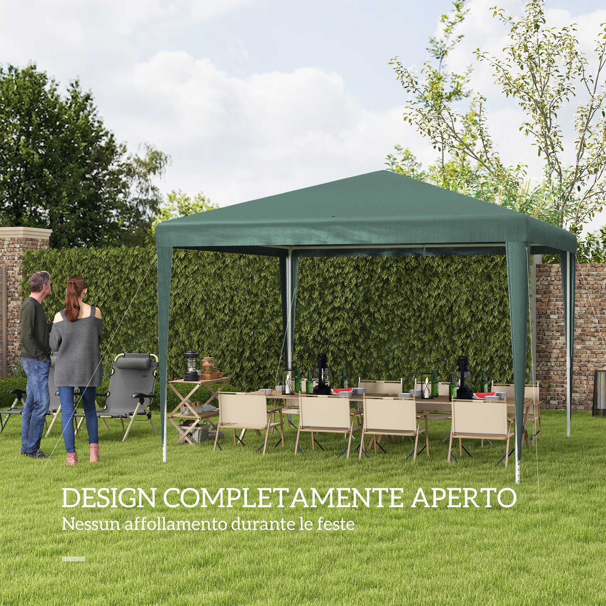 Garden Gazebo 3x3 m Foldable and Portable with Anti-UV Cover, Green