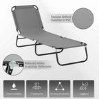 Outsunny Folding Garden Lounger with Adjustable Backrest, Steel and Oxford Fabric, 188x56x28cm, Grey