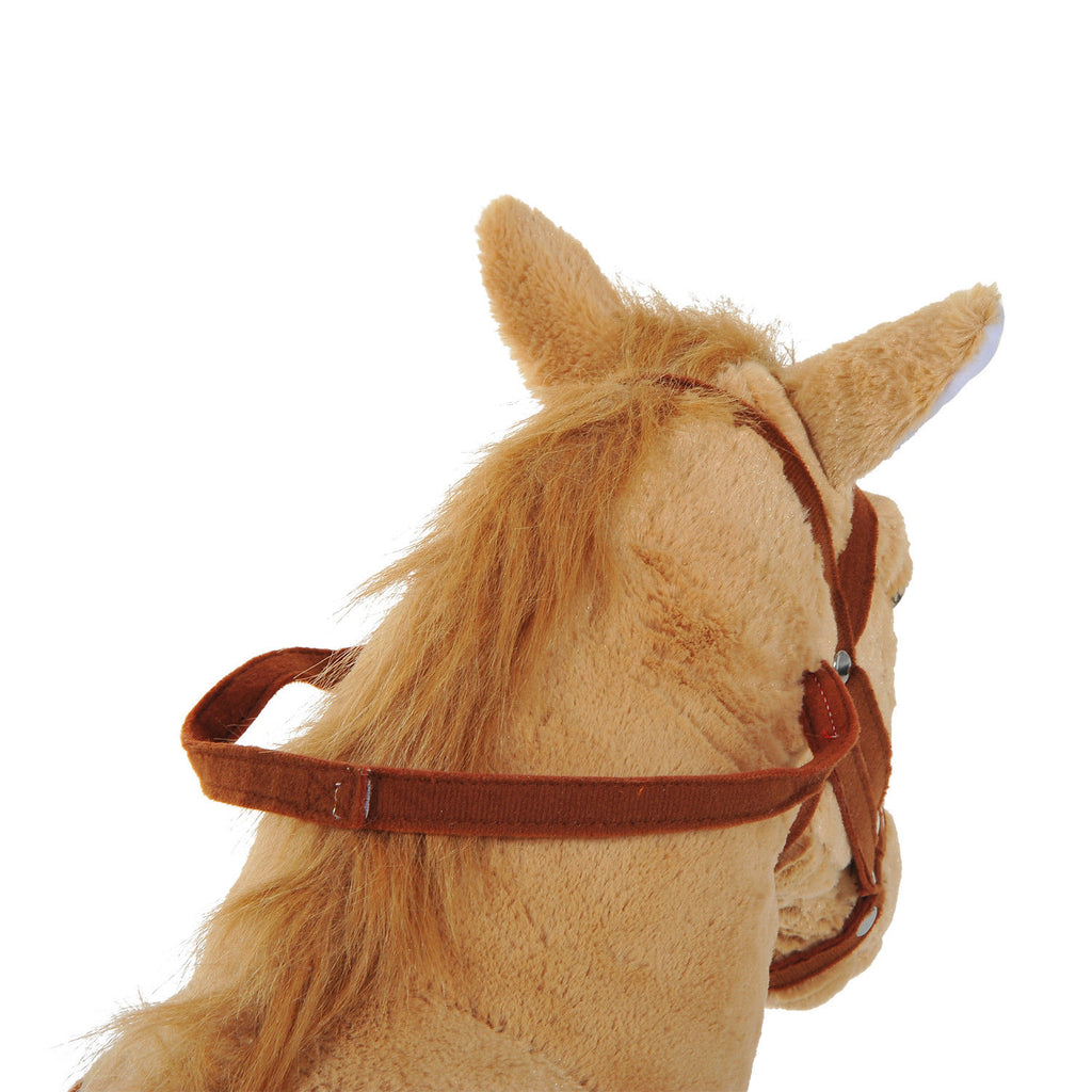 Toy Horse with Realistic Sounds, Saddle, Bridle and Footrest, 85x28x60 cm, Beige