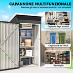 Outsunny Steel Garden Shed with Vents and Lockable Door, 107.5x91x185 cm, Dark Grey