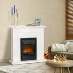 1000W and 2000W Electric Fireplace, 5-Level LED Flame Effect, Remote Control, White Tempered Glass, 102x30x95cm