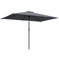 Outsunny 3x2m Rectangular Garden Umbrella with Crank Handle, Metal and Polyester, Dark Grey