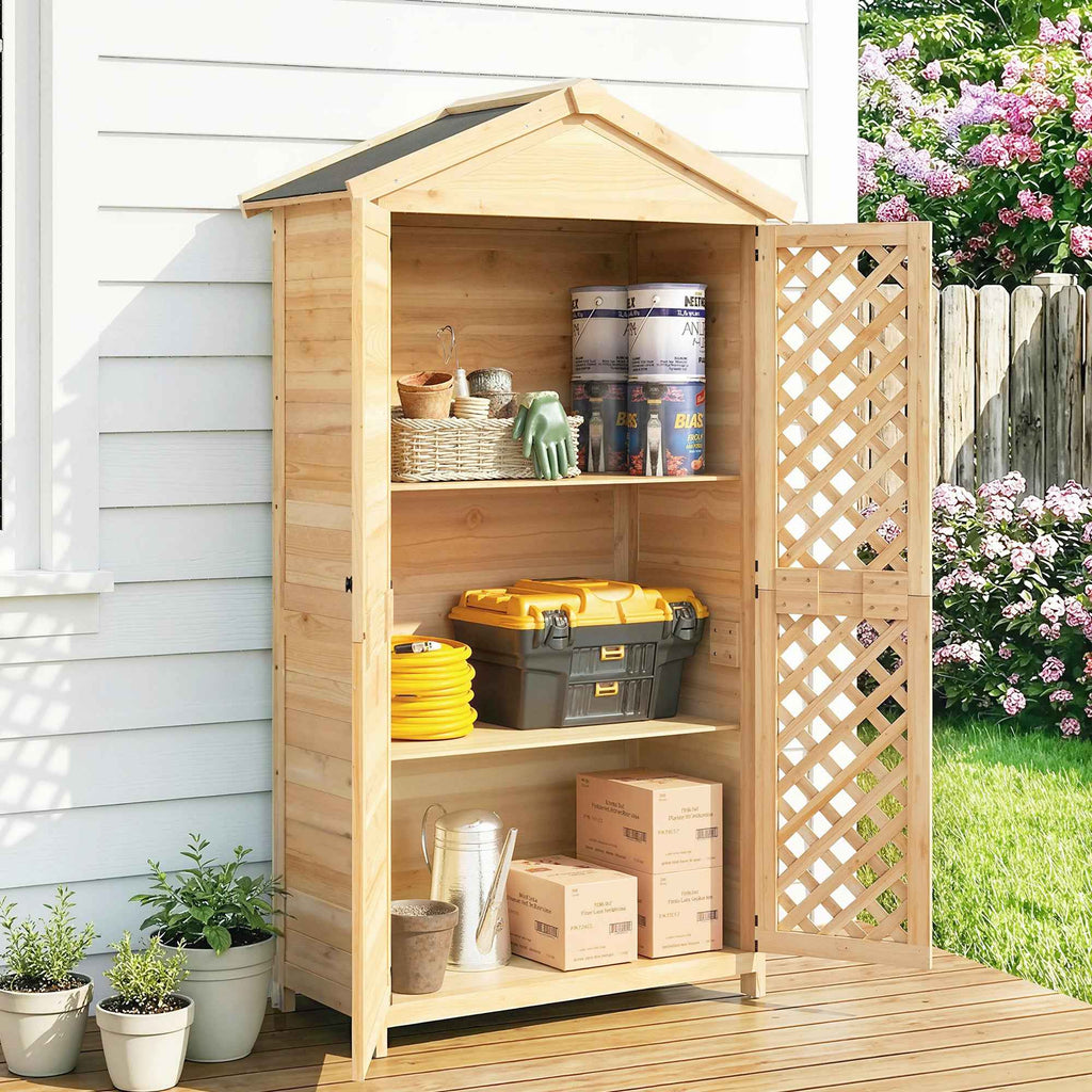Outsunny Outdoor Cabinet: Garden Shed with Ventilated Door and Anti-Tip Kit.