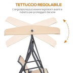 Outsunny 3-Seater Garden Swing with Canopy, Breathable Seat, and Steel Frame, Beige