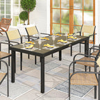 8-Seater Garden Dining Table in Aluminum and Plastic, Dark Wood and Black