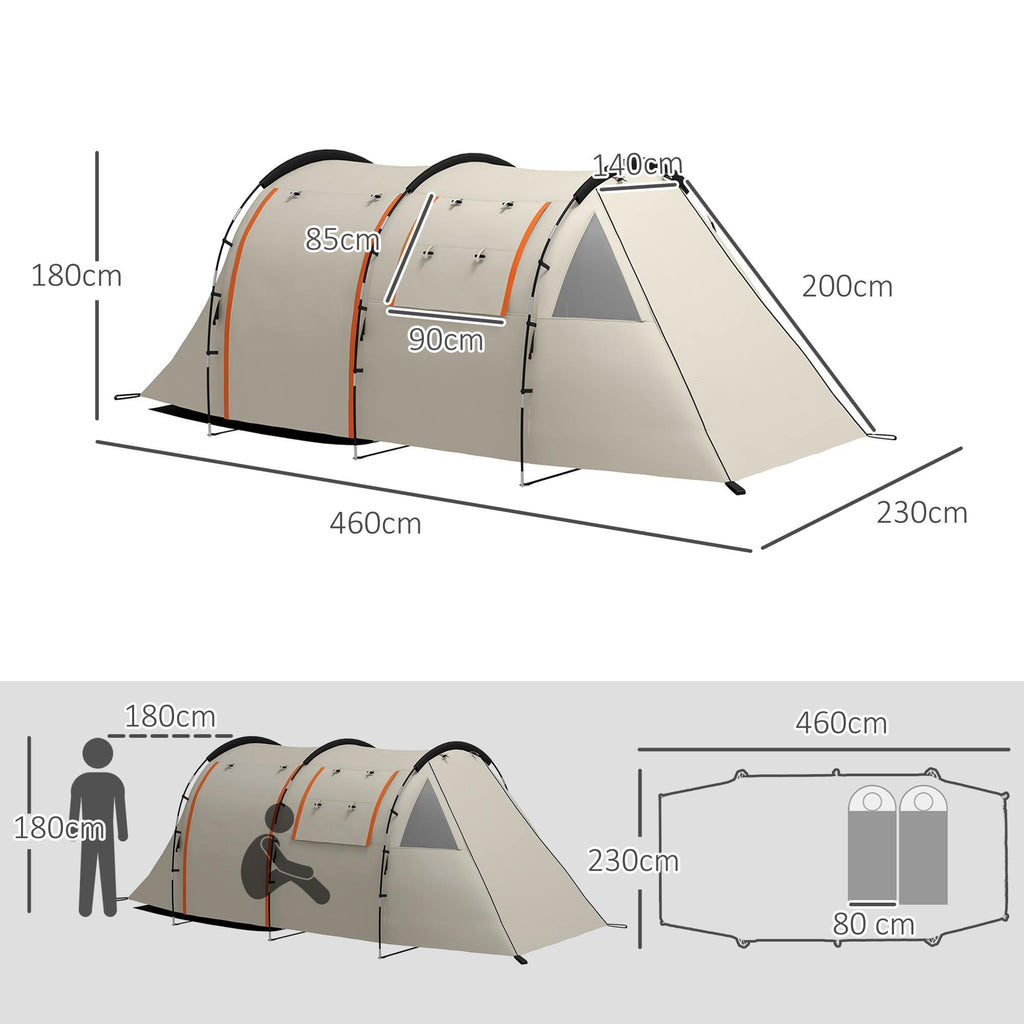 4-5 Person Camping Tent with Blackout Canopy, Waterproof with Carry Bag, Khaki