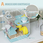 PawHut 3-Tier 12-Tube Hamster Cage with House, Ramp, and Accessories, Metal and Plastic, 34.5x27.5x41 cm, Grey