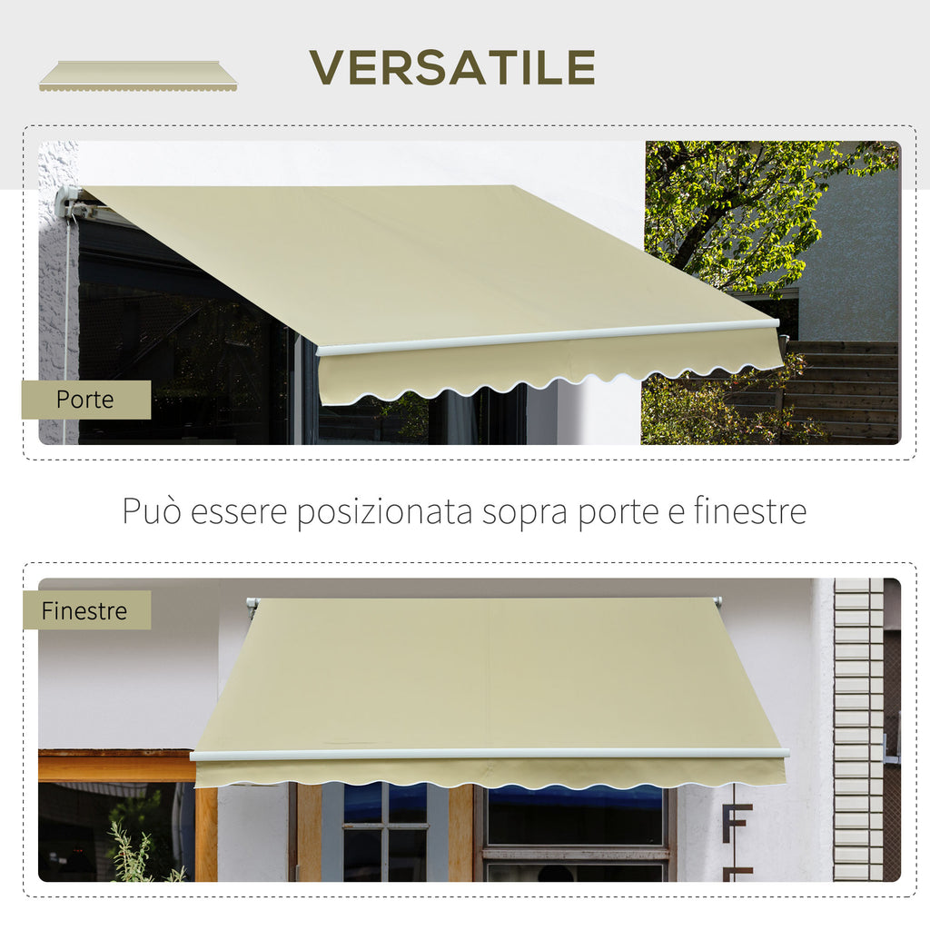 Outsunny Outdoor Awning with Crank, Metal and Polyester, 3x2.5m Beige