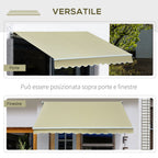 Outsunny Outdoor Awning with Crank, Metal and Polyester, 3x2.5m Beige
