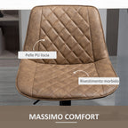 Set of 2 Bar Stools with Adjustable Height and Swivel, Faux Leather Cover, Dark Brown