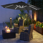 Outsunny Outdoor Umbrella with LED Lights and Adjustable Angle, in Aluminum and Polyester Ø3x2.5 m, Gray - Borgè