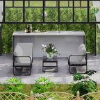3-Piece Outdoor Set with 3-Seater Convertible Sofa, 2-Seater Sofa and Outdoor Coffee Table, Gray and Black