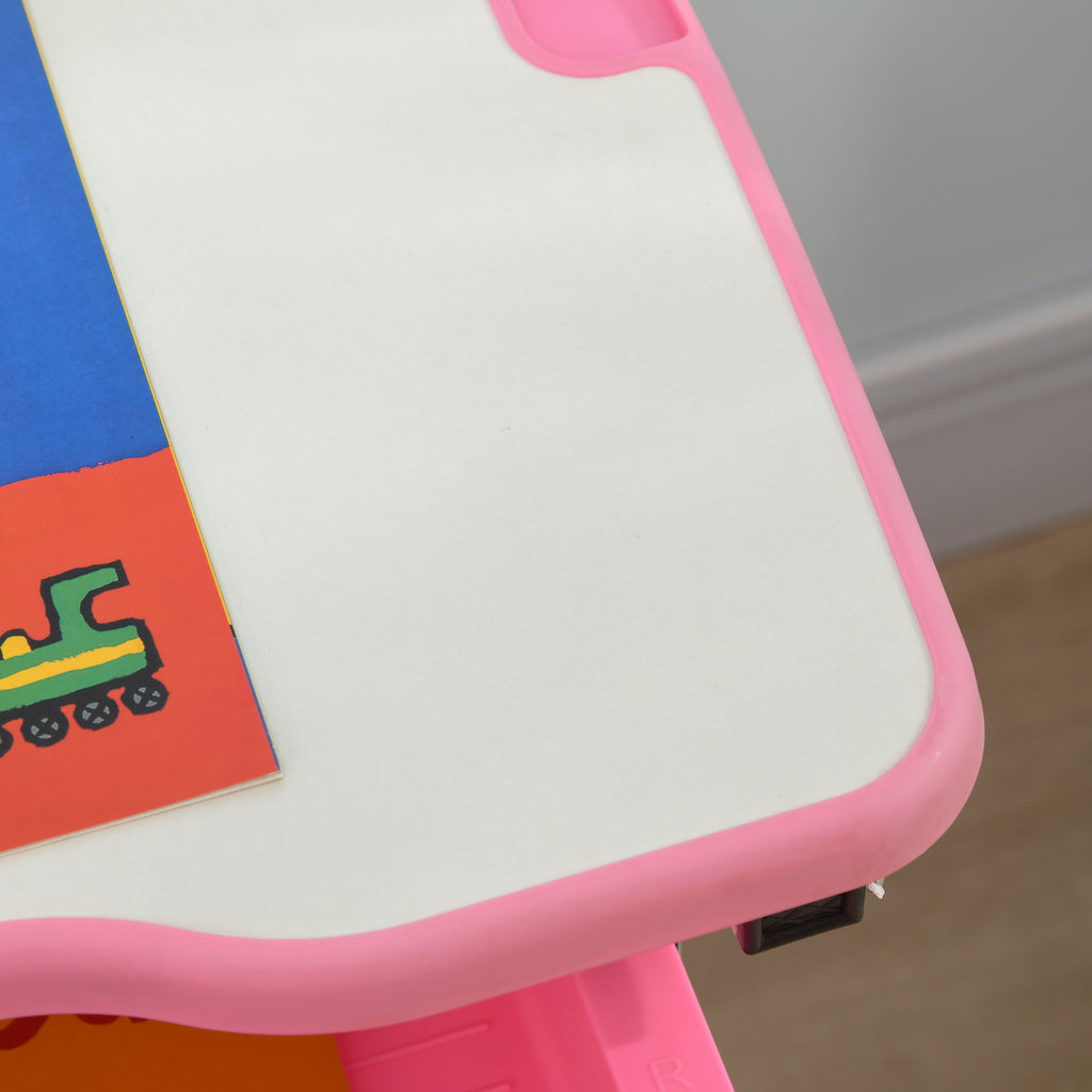 Children's School Desk for 6-12 Years with Chair and Adjustable Height, Tiltable Top, 66x47x52-77 cm, Pink