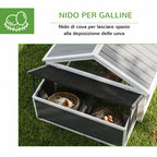 PawHut Wooden Chicken Coop for 4-8 Chickens with Wire Mesh and Opening Roof, 240x112.5x76 cm, White