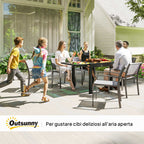 Extendable Garden Dining Table with Glass and Aluminum Top, 80-160x80x75 cm, Black and Transparent