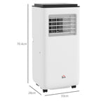 HOMCOM Portable Air Conditioner 750W with 5 Modes and 2 Speeds, in Plastic and Steel, 33x28x70.4 cm, White - Borgè