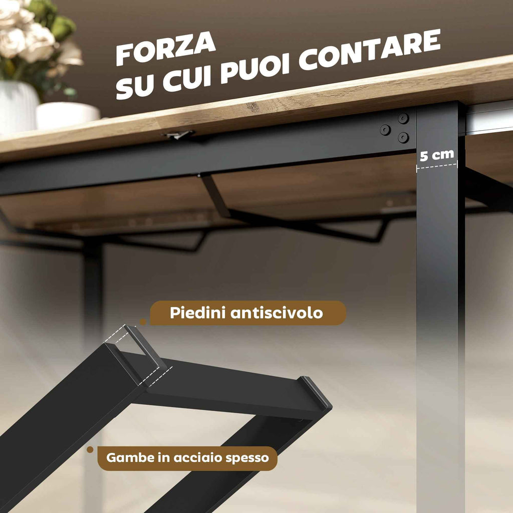 HOMCOM Industrial Dining Table for 6-8 People with Round Drop-Leaf Top, in Wood and Steel, 180x80x75 cm