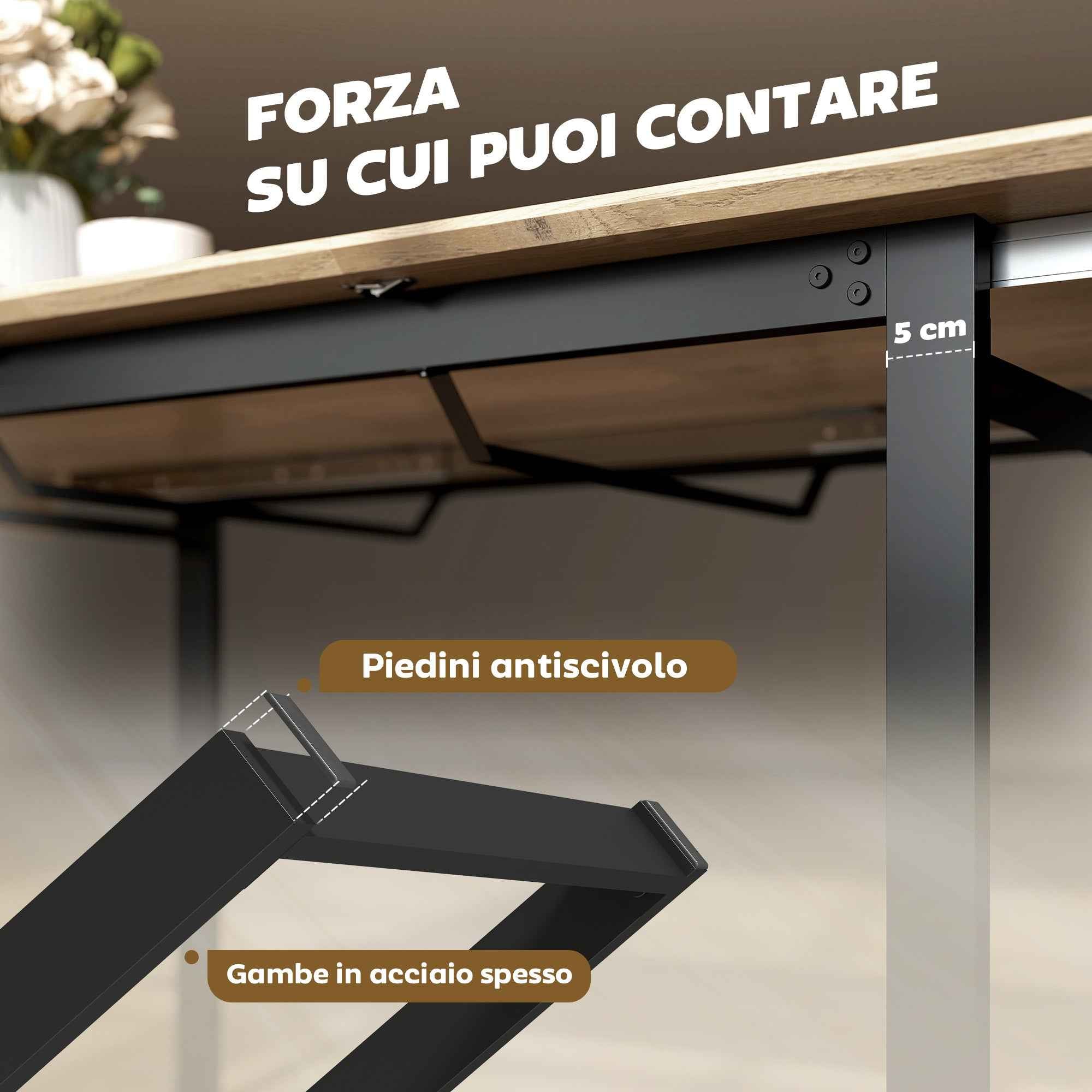 HOMCOM Industrial Dining Table for 6-8 People with Round Drop-Leaf Top, in Wood and Steel, 180x80x75 cm