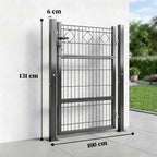 Outsunny Gate 100x131 cm, Galvanized Metal, Lock, Keys, Handle, 2 Posts