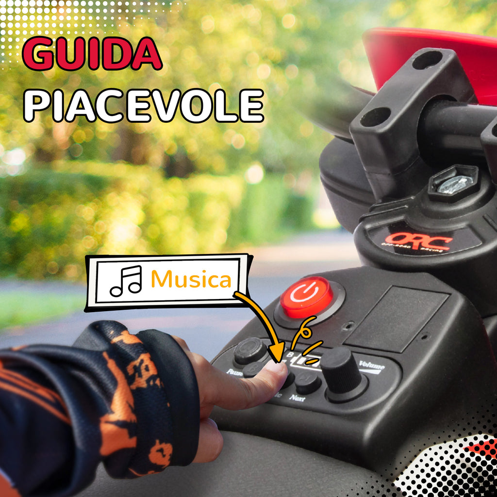 Electric Motorcycle for Children with Training Wheels and Charge Indicator, Made of PP and Metal, 107x56x70 cm, Red
