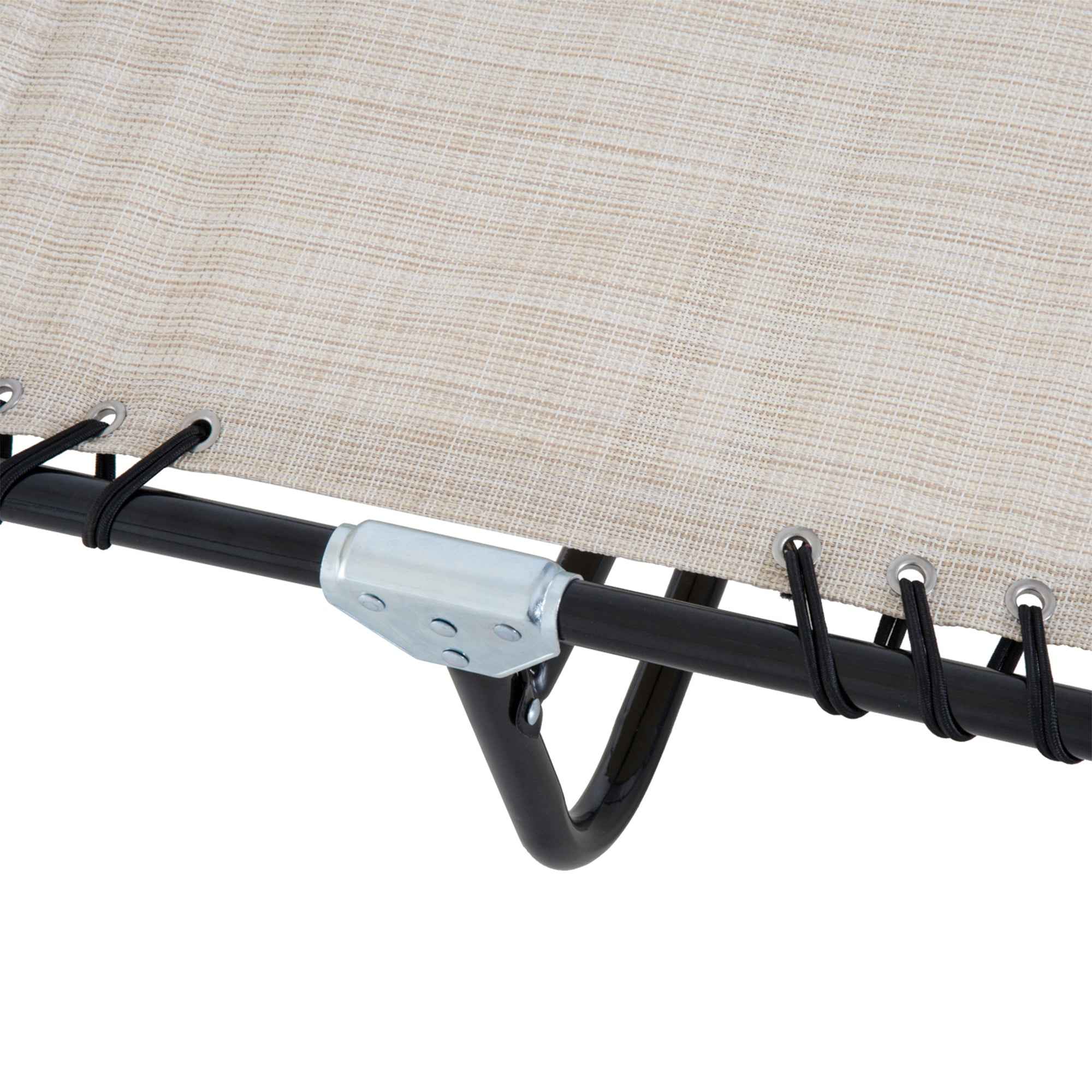 Outsunny Steel and Breathable Fabric Sun Lounger with Reclining Backrest, 197x58x30 cm
