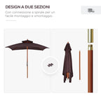 3x3 m Garden and Terrace Umbrella with 8 Ribs and 2-Tier Parasol Cover, Brown - Borge' Group Limited