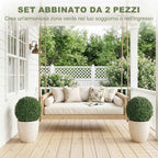 HOMCOM Artificial Boxwood Topiary with 682 Leaves, UV Resistant, Height 42 cm