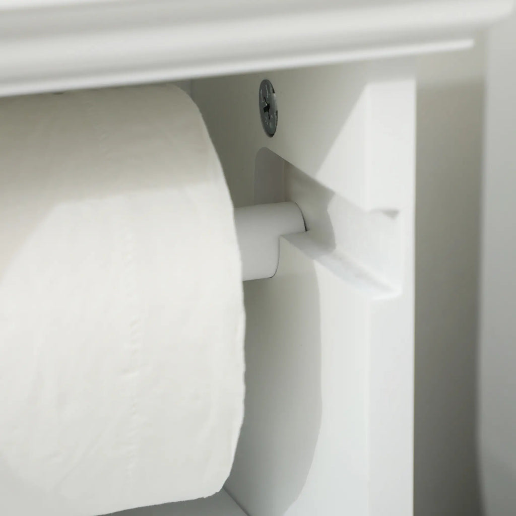 Bathroom Cabinet with Toilet Paper Holder and MDF Wood Cabinet, 21.5x17.8x66.5cm, White