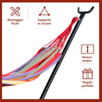 Freestanding Garden Hammock with Steel Frame and Multicolored Cotton, Carrying Case Included - Borge' Group Limited