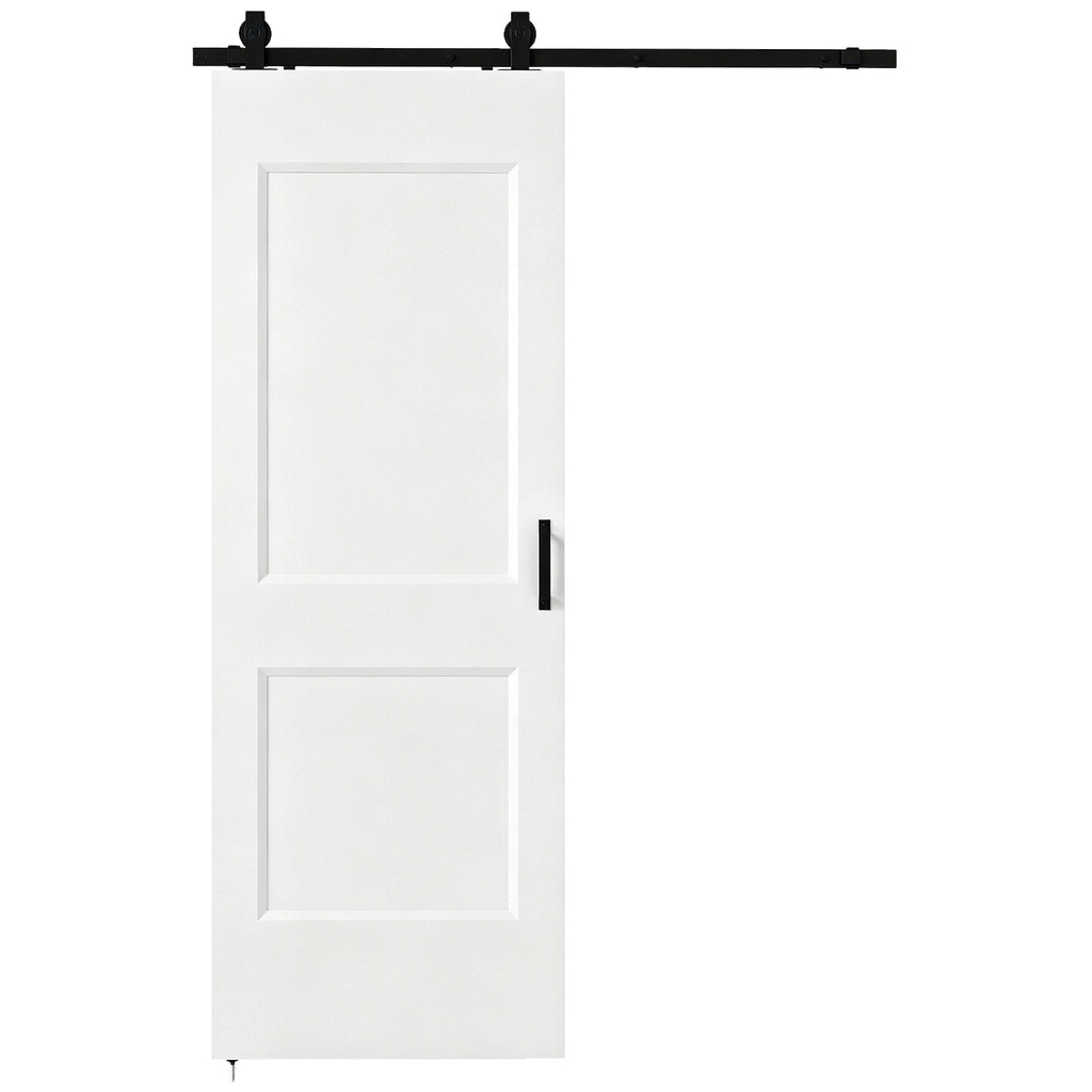 HOMCOM Sliding Door with Track, Guide and Mounting Kit, 76.2 x 3.5 x 213.4 cm, White, Pine Wood