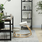Ergonomic Chair with Birch Wood Kneeler and Cushion, 51x69x58 cm, Cream