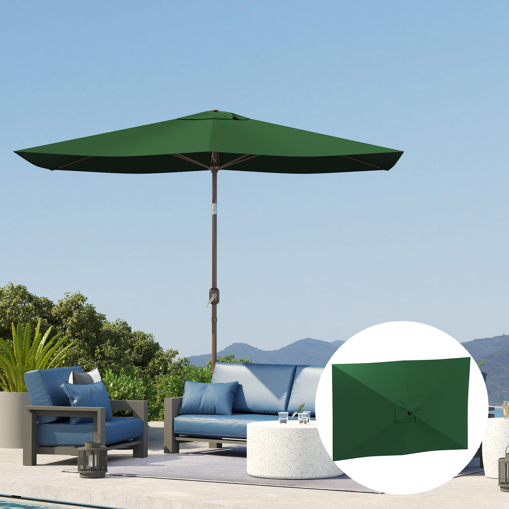 Replacement Cover for Rectangular Umbrella 3x2 m with 6 Ribs, Anti-UV 50+ Polyester, Green