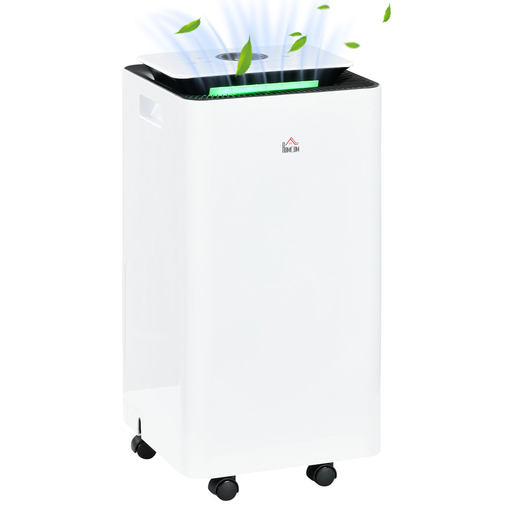 12L ABS Dehumidifier with 5 Modes, 2 Speeds and 24h Timer, 25x25x50.5 cm, White and Black