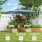 Outsunny 3x3.25m 360° Adjustable Off-Center Garden Umbrella, Light Blue