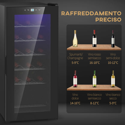 18 Bottle Wine Cooler with Digital Display, LED Light and Temperature Control, Black