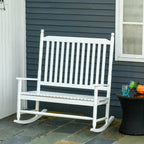 2-Seater Wooden Rocking Chair with High Back and Armrests, 117x85x120 cm, White