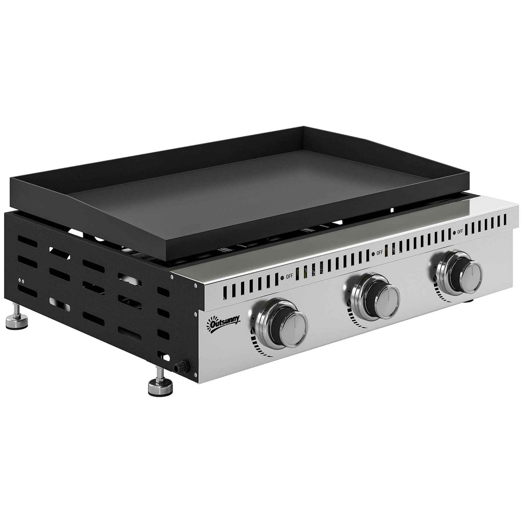 Outsunny Portable Tabletop Gas Grill with Grease Tray, Black