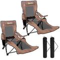 Outsunny Set of 2 Folding Camping Chairs in Oxford Fabric and Metal with Detachable Footrest, Brown and Black