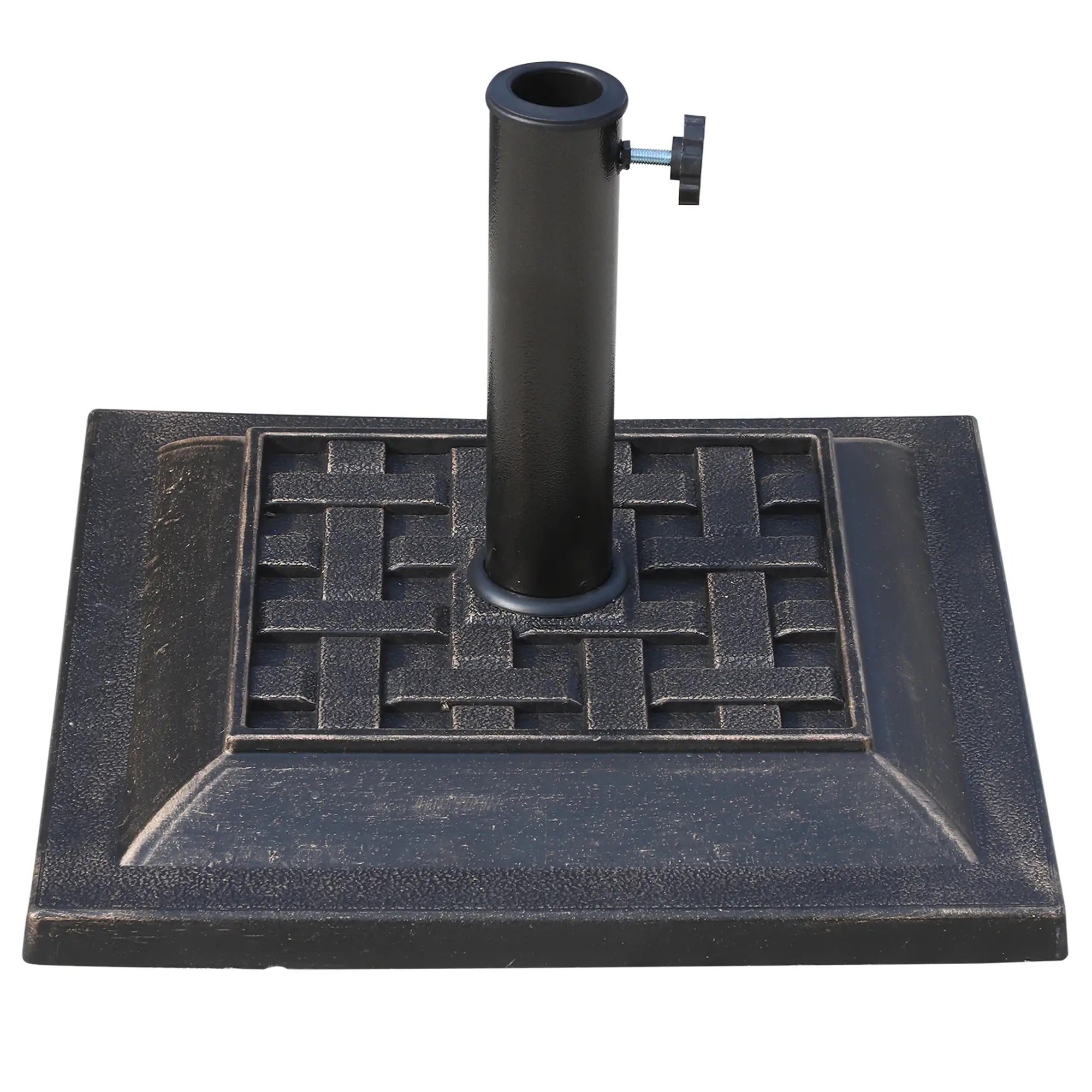 Vintage Style Resin and Steel Garden Umbrella Base, 44x44x32cm, Black and Bronze - Borge' Group Limited