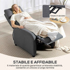 HOMCOM Padded Relaxing Chair with 135° Reclining Angle and Fabric Footrest, 69x87x100.5 cm, Grey