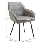 Industrial Style Dining Chair with Backrest, Modern Living Room Chair in Faux Leather and Black Metal, 61x58x84 cm, Grey