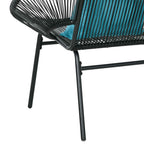 Outsunny 2-Seater Garden Sofa in PE Rattan and Steel with Cushions and Armrests, 132x72x83 cm, Black