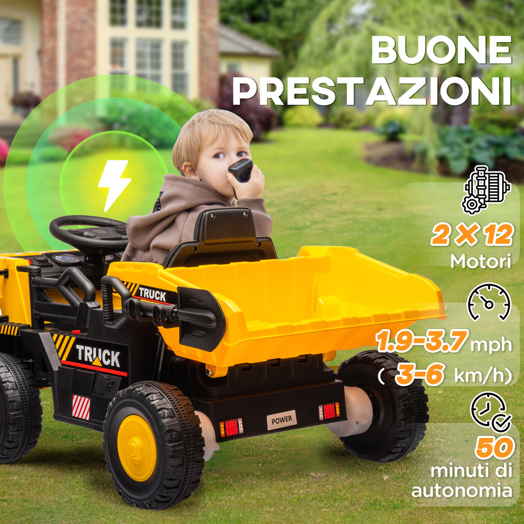 Truck for Children 3-5 Years with 12V Engine, Electric Car for Children with Music and Headlights, Yellow